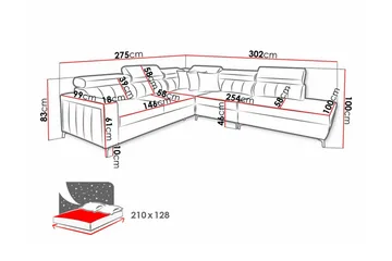 Galbally 4-sits Hörnbäddsoffa NO_BRAND beige - Møbler - Sofaer - Sovesofaer - Hjørnesovesofa