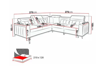 Galbally 4-sits Hörnbäddsoffa NO_BRAND beige - Møbler - Sofaer - Sovesofaer - Hjørnesovesofa