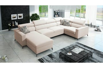 Galbally 4-sits Hörnbäddsoffa NO_BRAND Beige/Light beige - Møbler - Sofaer - Sovesofaer - Hjørnesovesofa