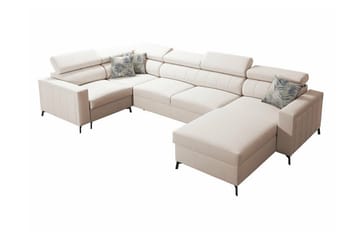 Galbally 4-sits Hörnbäddsoffa NO_BRAND Beige/Light beige - Møbler - Sofaer - Sovesofaer - Hjørnesovesofa