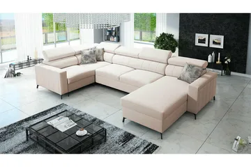 Galbally 4-sits Hörnbäddsoffa NO_BRAND Beige/Light beige - Møbler - Sofaer - Sovesofaer - Hjørnesovesofa