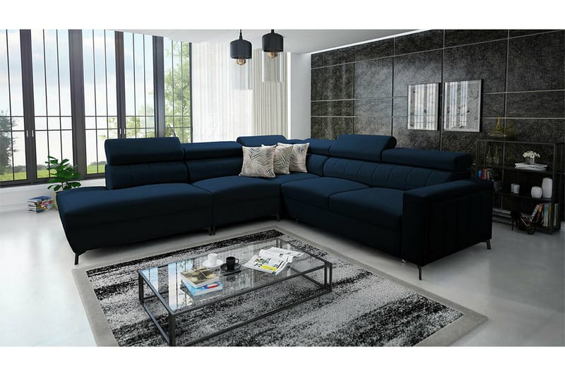 Galbally 4-sits Hörnbäddsoffa NO_BRAND Dark blue - Møbler - Sofaer - Sovesofaer - Hjørnesovesofa