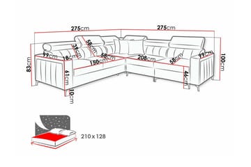 Galbally 4-sits Hörnbäddsoffa NO_BRAND Dark blue - Møbler - Sofaer - Sovesofaer - Hjørnesovesofa