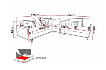 Galbally 4-sits Hörnbäddsoffa NO_BRAND Dark blue - Møbler - Sofaer - Sovesofaer - Hjørnesovesofa