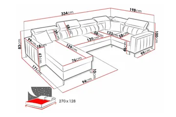 Galbally 4-sits Hörnbäddsoffa NO_BRAND Dark brown - Møbler - Sofaer - Sovesofaer - Hjørnesovesofa