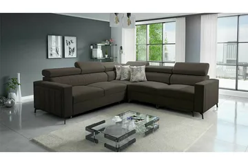 Galbally 4-sits Hörnbäddsoffa NO_BRAND Dark brown - Møbler - Sofaer - Sovesofaer - Hjørnesovesofa