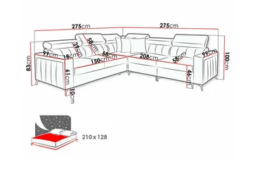 Galbally 4-sits Hörnbäddsoffa NO_BRAND Dark brown - Møbler - Sofaer - Sovesofaer - Hjørnesovesofa