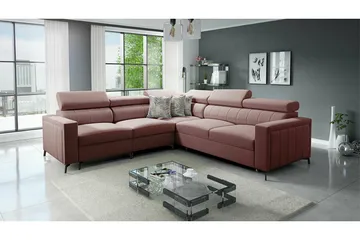 Galbally 4-sits Hörnbäddsoffa NO_BRAND Dark pink - Møbler - Sofaer - Sovesofaer - Hjørnesovesofa