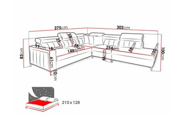 Galbally 4-sits Hörnbäddsoffa NO_BRAND Grey - Møbler - Sofaer - Sovesofaer - Hjørnesovesofa