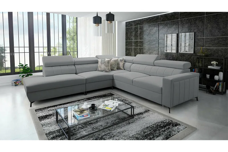 Galbally 4-sits Hörnbäddsoffa NO_BRAND Grey - Møbler - Sofaer - Sovesofaer - Hjørnesovesofa