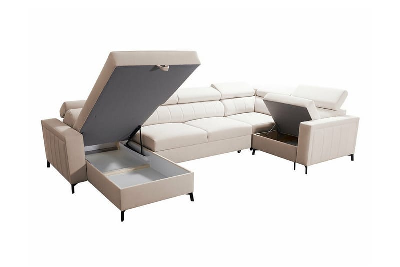 Galbally 4-sits Hörnbäddsoffa NO_BRAND Light grey - Møbler - Sofaer - Sovesofaer - Hjørnesovesofa