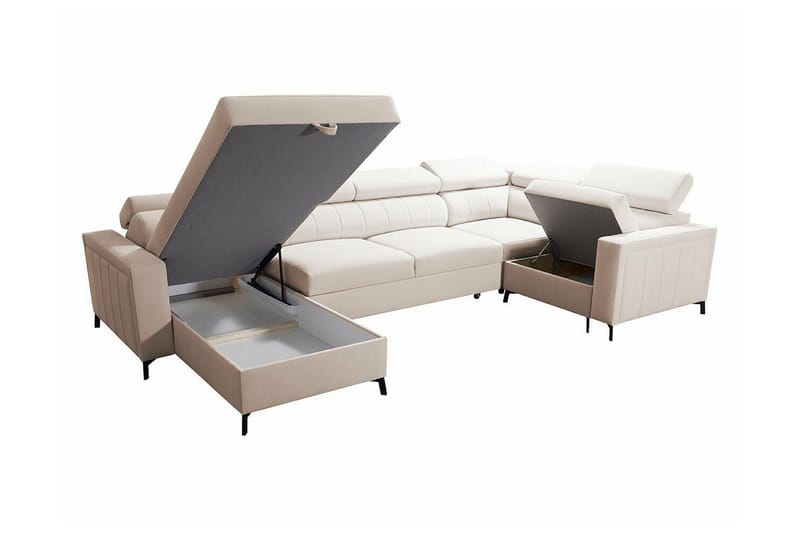 Galbally 4-sits Hörnbäddsoffa NO_BRAND Light grey/Dark grey - Møbler - Sofaer - Sovesofaer - Sovesofa divan