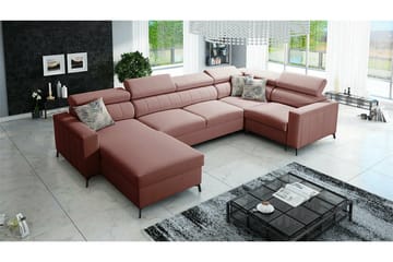 Galbally 4-sits Hörnbäddsoffa NO_BRAND Light pink - Møbler - Sofaer - Sovesofaer - Hjørnesovesofa
