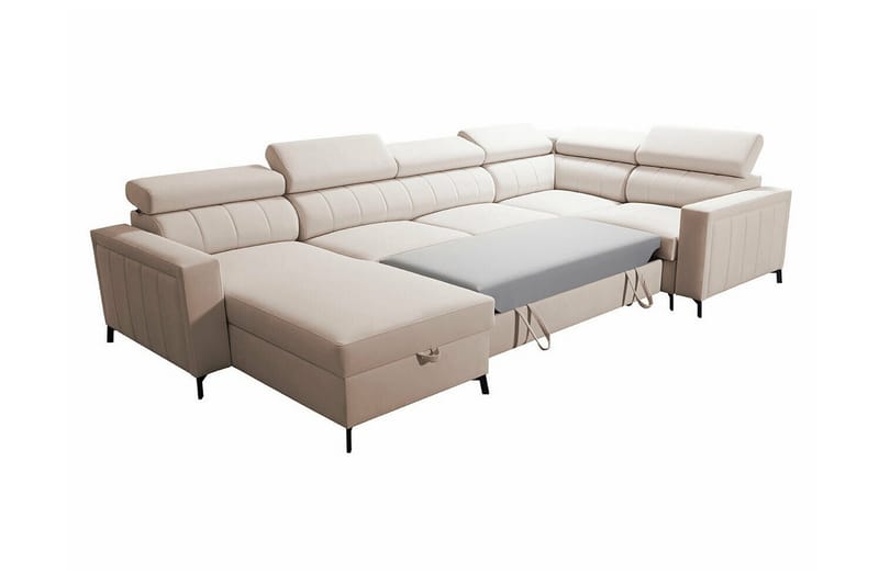 Galbally 4-sits Hörnbäddsoffa NO_BRAND Light pink - Møbler - Sofaer - Sovesofaer - Hjørnesovesofa