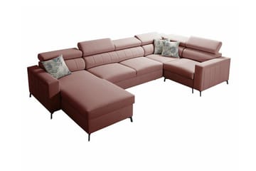 Galbally 4-sits Hörnbäddsoffa NO_BRAND Light pink - Møbler - Sofaer - Sovesofaer - Hjørnesovesofa