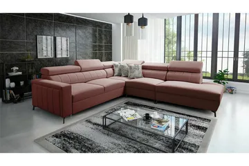 Galbally 4-sits Hörnbäddsoffa Pink - Møbler - Sofaer - Sovesofaer - Hjørnesovesofa