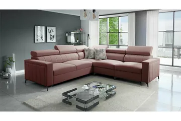 Galbally 4-sits Hörnbäddsoffa Pink - Møbler - Sofaer - Sovesofaer - Hjørnesovesofa