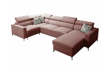 Galbally 4-sits Hörnbäddsoffa Pink - Møbler - Sofaer - Sovesofaer - Hjørnesovesofa
