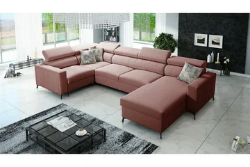 Galbally 4-sits Hörnbäddsoffa Pink - Møbler - Sofaer - Sovesofaer - Hjørnesovesofa