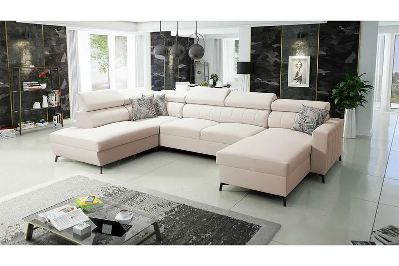 Galbally 5-sits Hörnbäddsoffa Beige - Møbler - Sofaer - Sovesofaer - Sovesofa divan