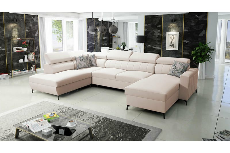 Galbally 5-sits Hörnbäddsoffa Beige - Møbler - Sofaer - Sovesofaer - Sovesofa divan