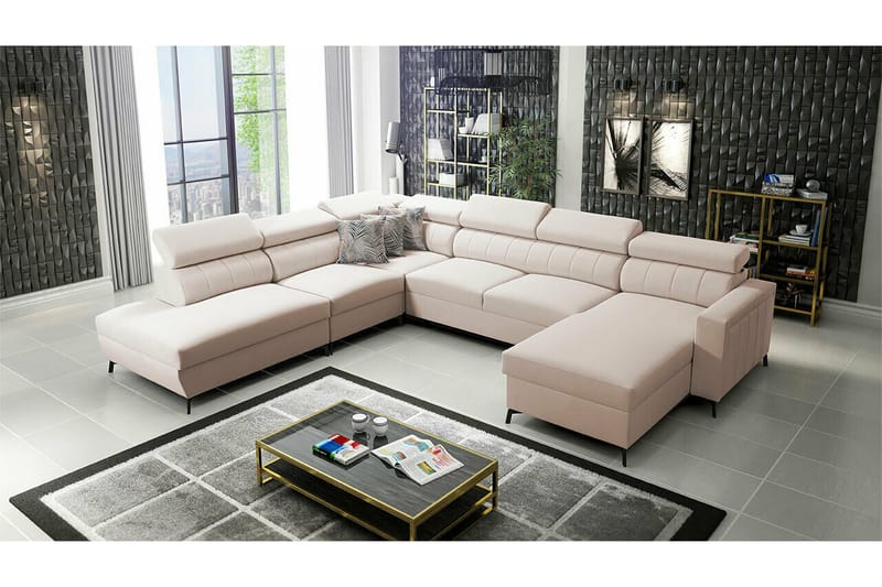Galbally 5-sits Hörnbäddsoffa beige - Møbler - Sofaer - Sovesofaer - Hjørnesovesofa