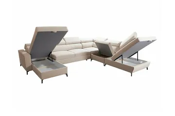 Galbally 5-sits Hörnbäddsoffa beige - Møbler - Sofaer - Sovesofaer - Hjørnesovesofa