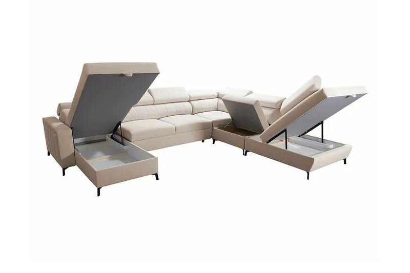 Galbally 5-sits Hörnbäddsoffa beige - Møbler - Sofaer - Sovesofaer - Hjørnesovesofa
