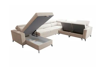 Galbally 5-sits Hörnbäddsoffa beige - Møbler - Sofaer - Sovesofaer - Hjørnesovesofa