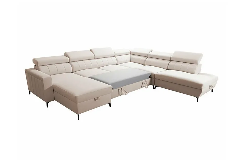 Galbally 5-sits Hörnbäddsoffa beige - Møbler - Sofaer - Sovesofaer - Hjørnesovesofa