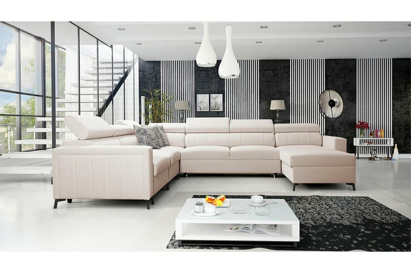 Galbally 5-sits Hörnbäddsoffa beige - Møbler - Sofaer - Sovesofaer - Hjørnesovesofa