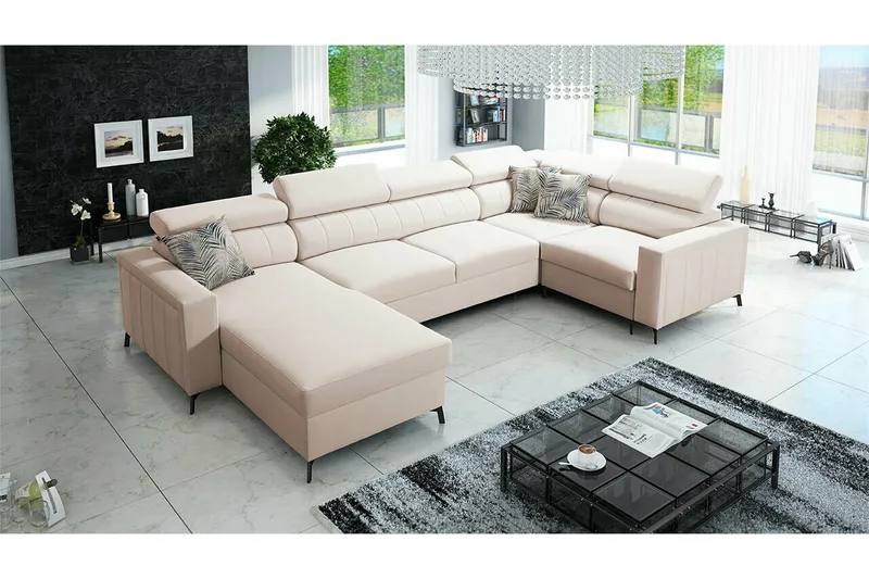 Galbally 5-sits Hörnbäddsoffa beige - Møbler - Sofaer - Sovesofaer - Hjørnesovesofa
