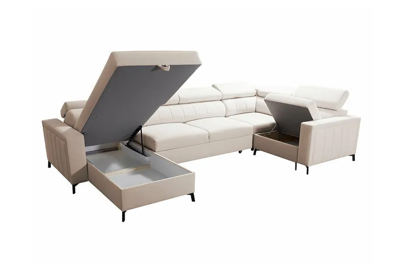 Galbally 5-sits Hörnbäddsoffa beige - Møbler - Sofaer - Sovesofaer - Hjørnesovesofa