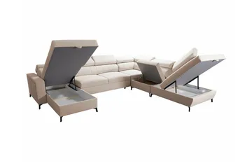 Galbally 5-sits Hörnbäddsoffa beige - Møbler - Sofaer - Sovesofaer - Hjørnesovesofa