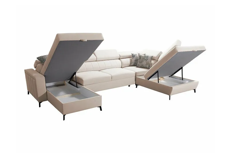 Galbally 5-sits Hörnbäddsoffa Beige/Light beige - Møbler - Sofaer - Sovesofaer - Hjørnesovesofa