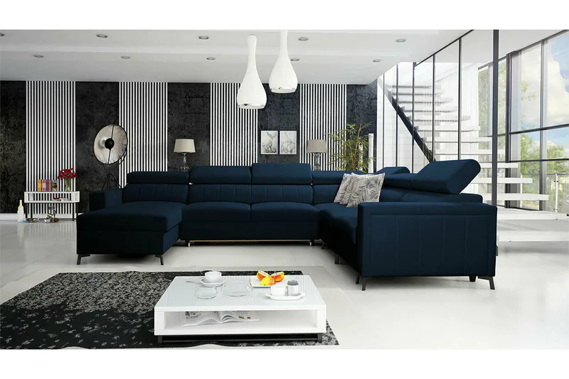 Galbally 5-sits Hörnbäddsoffa Dark blue - Møbler - Sofaer - Sovesofaer - Hjørnesovesofa
