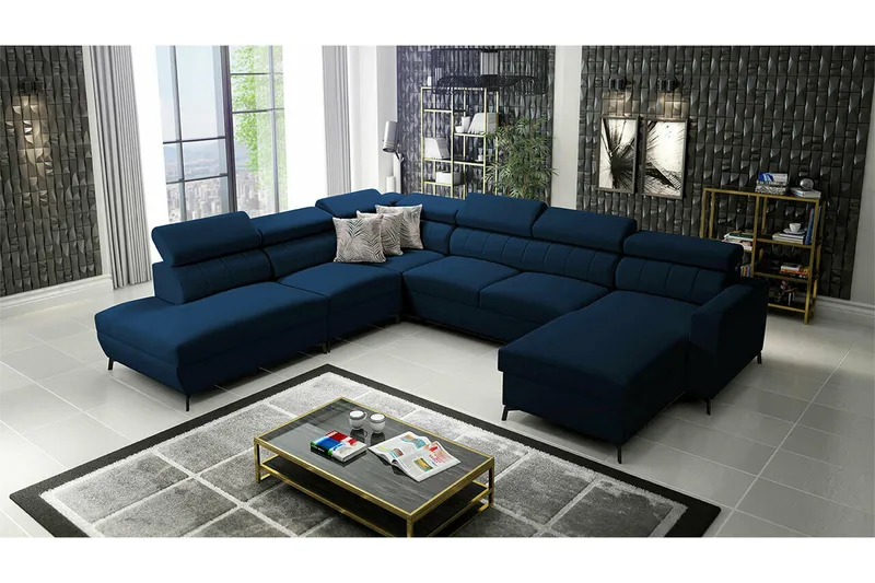 Galbally 5-sits Hörnbäddsoffa Dark blue - Møbler - Sofaer - Sovesofaer - Hjørnesovesofa