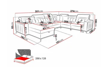Galbally 5-sits Hörnbäddsoffa Dark blue - Møbler - Sofaer - Sovesofaer - Hjørnesovesofa