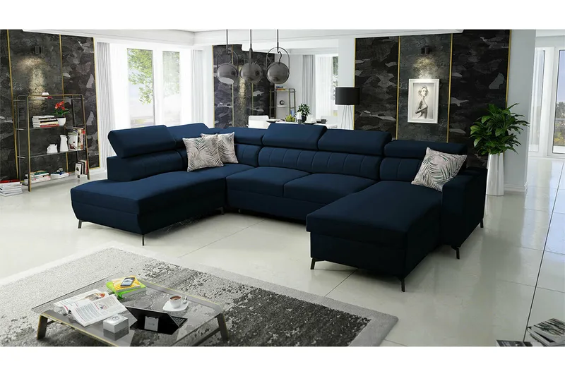 Galbally 5-sits Hörnbäddsoffa Dark blue - Møbler - Sofaer - Sovesofaer - Hjørnesovesofa