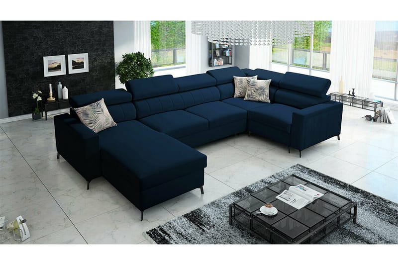 Galbally 5-sits Hörnbäddsoffa Dark blue - Møbler - Sofaer - Sovesofaer - Hjørnesovesofa