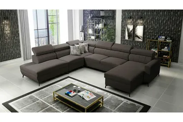 Galbally 5-sits Hörnbäddsoffa Dark brown - Møbler - Sofaer - Sovesofaer - Hjørnesovesofa