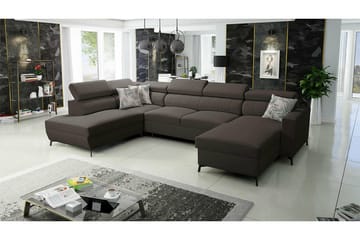 Galbally 5-sits Hörnbäddsoffa Dark brown - Møbler - Sofaer - Sovesofaer - Hjørnesovesofa