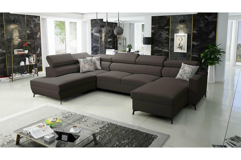 Galbally 5-sits Hörnbäddsoffa Dark brown - Møbler - Sofaer - Sovesofaer - Hjørnesovesofa