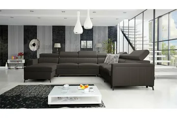 Galbally 5-sits Hörnbäddsoffa Dark brown - Møbler - Sofaer - Sovesofaer - Hjørnesovesofa