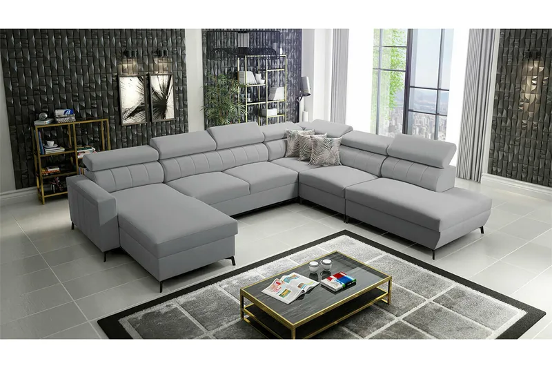 Galbally 5-sits Hörnbäddsoffa Light grey/Dark grey - Møbler - Sofaer - Sovesofaer - Hjørnesovesofa
