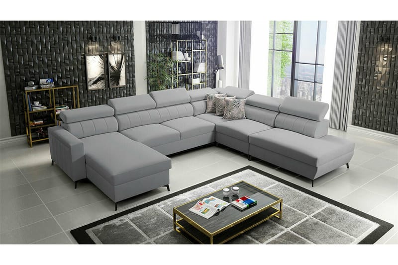 Galbally 5-sits Hörnbäddsoffa Light grey/Dark grey - Møbler - Sofaer - Sovesofaer - Hjørnesovesofa
