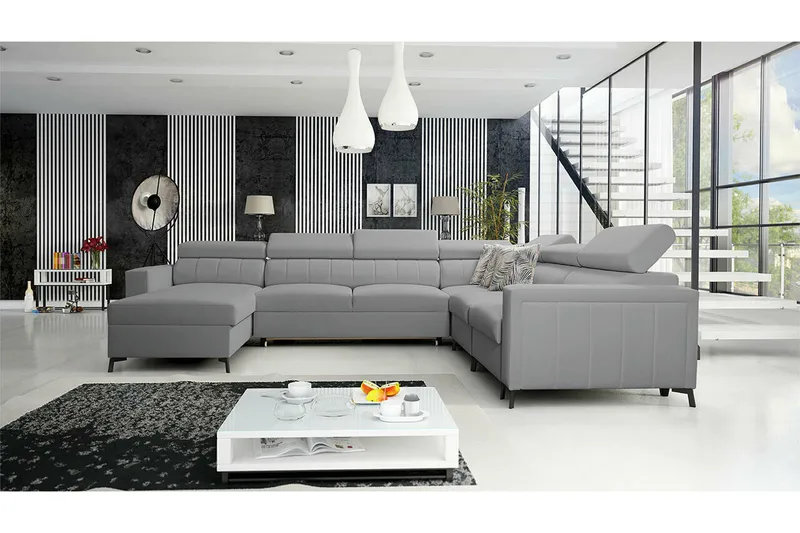 Galbally 5-sits Hörnbäddsoffa Light grey/Dark grey - Møbler - Sofaer - Sovesofaer - Hjørnesovesofa