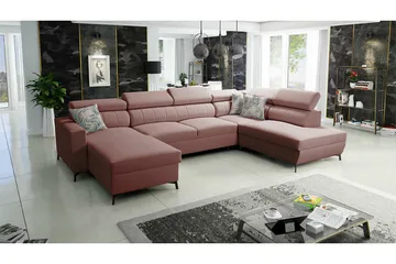 Galbally 5-sits Hörnbäddsoffa Light pink - Møbler - Sofaer - Sovesofaer - Hjørnesovesofa