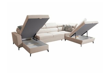 Galbally 5-sits Hörnbäddsoffa Light pink - Møbler - Sofaer - Sovesofaer - Hjørnesovesofa