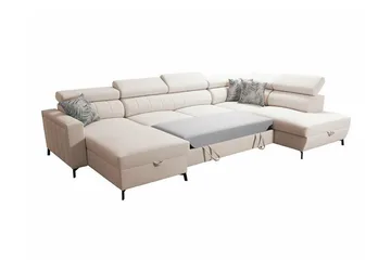 Galbally 5-sits Hörnbäddsoffa Light pink - Møbler - Sofaer - Sovesofaer - Hjørnesovesofa